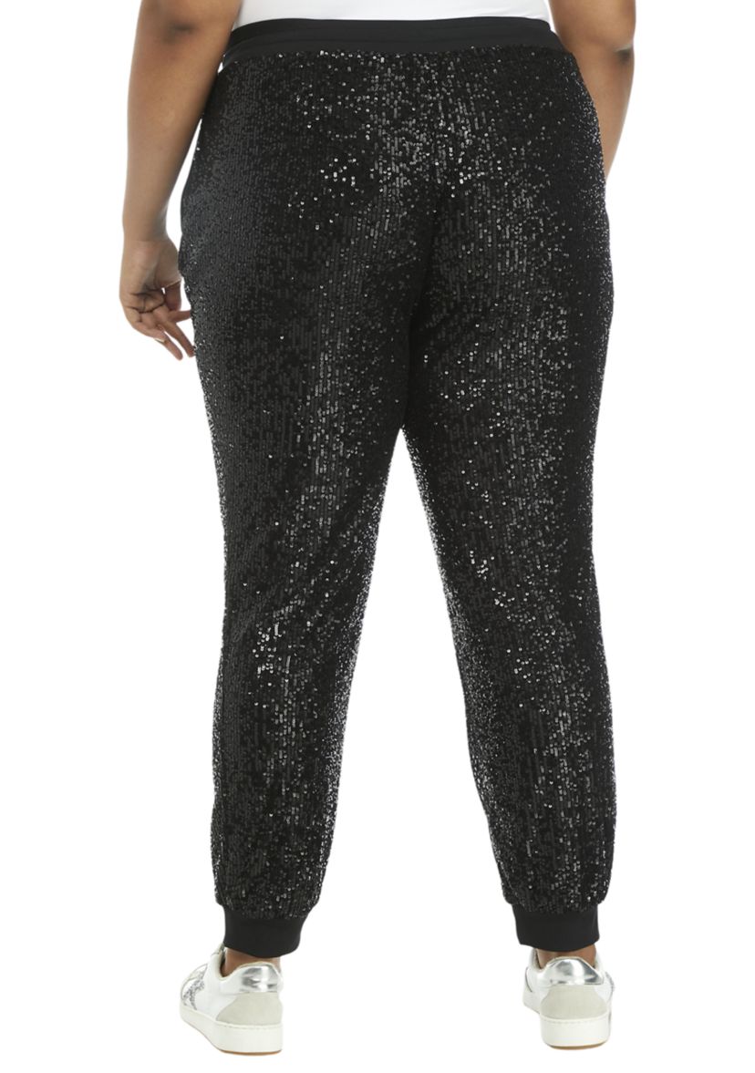 Plus Size Sequin Joggers