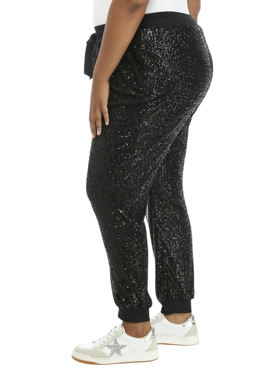 Plus Size Sequin Joggers