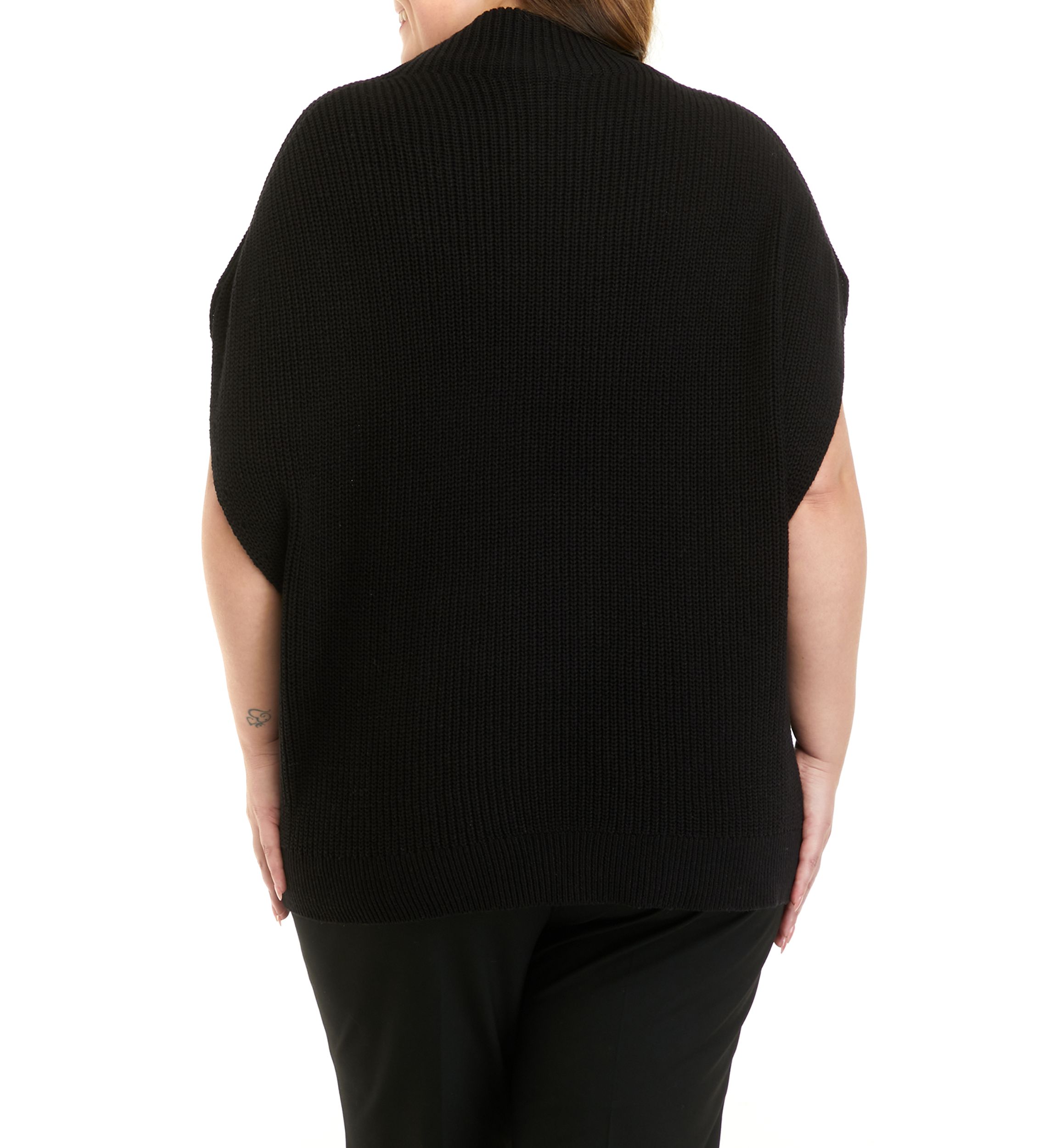 Plus Size Mock Neck Ribbed Sweater