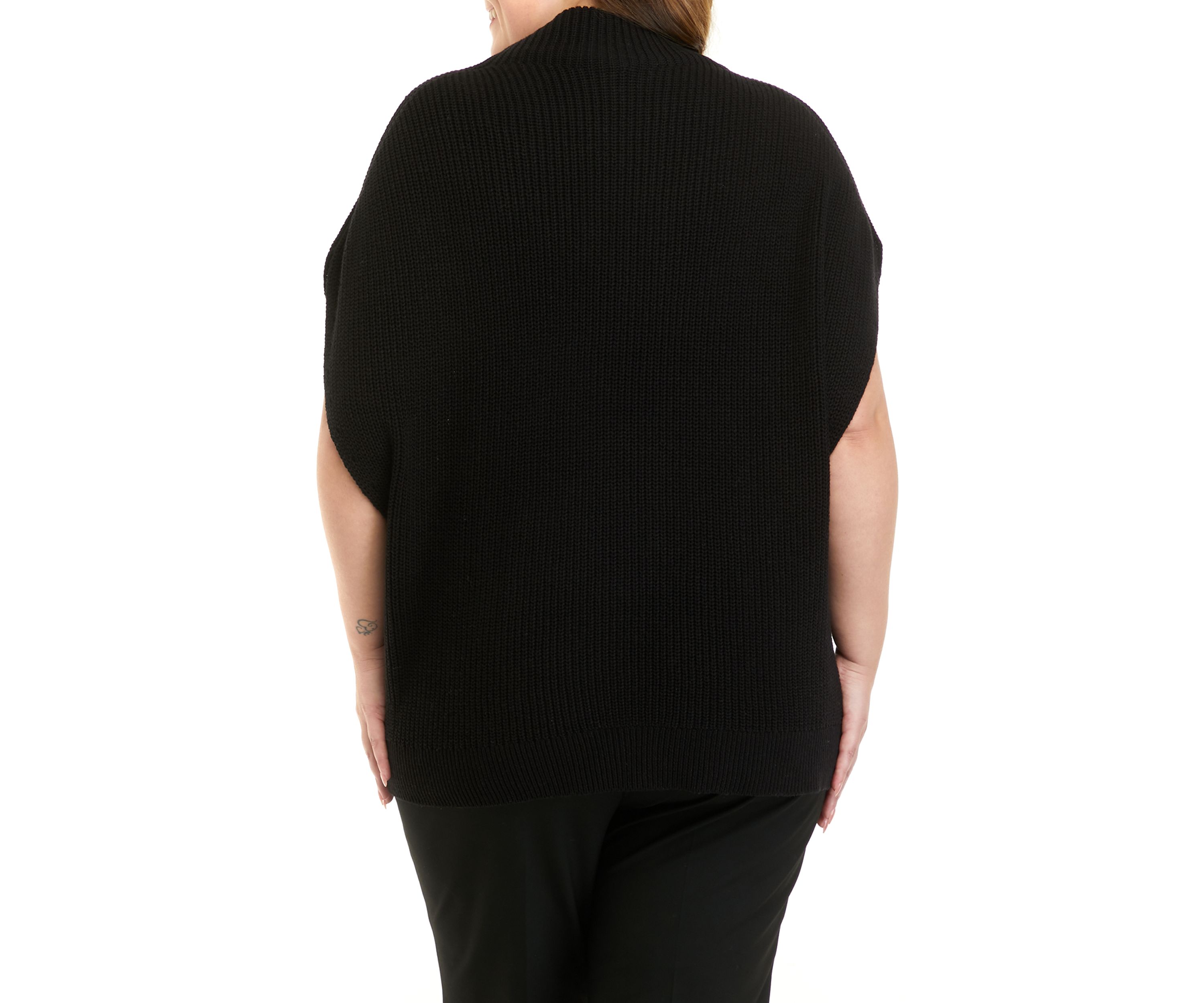 Plus Size Mock Neck Ribbed Sweater