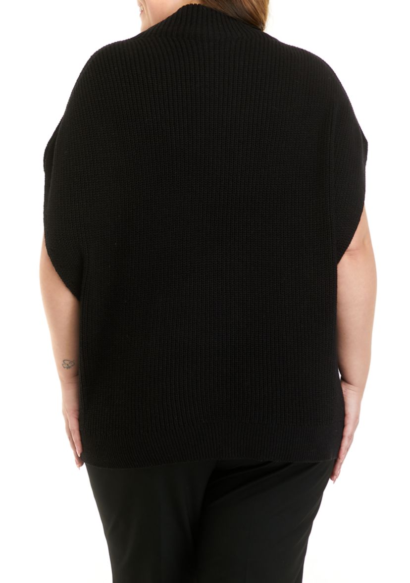 Plus Size Mock Neck Ribbed Sweater