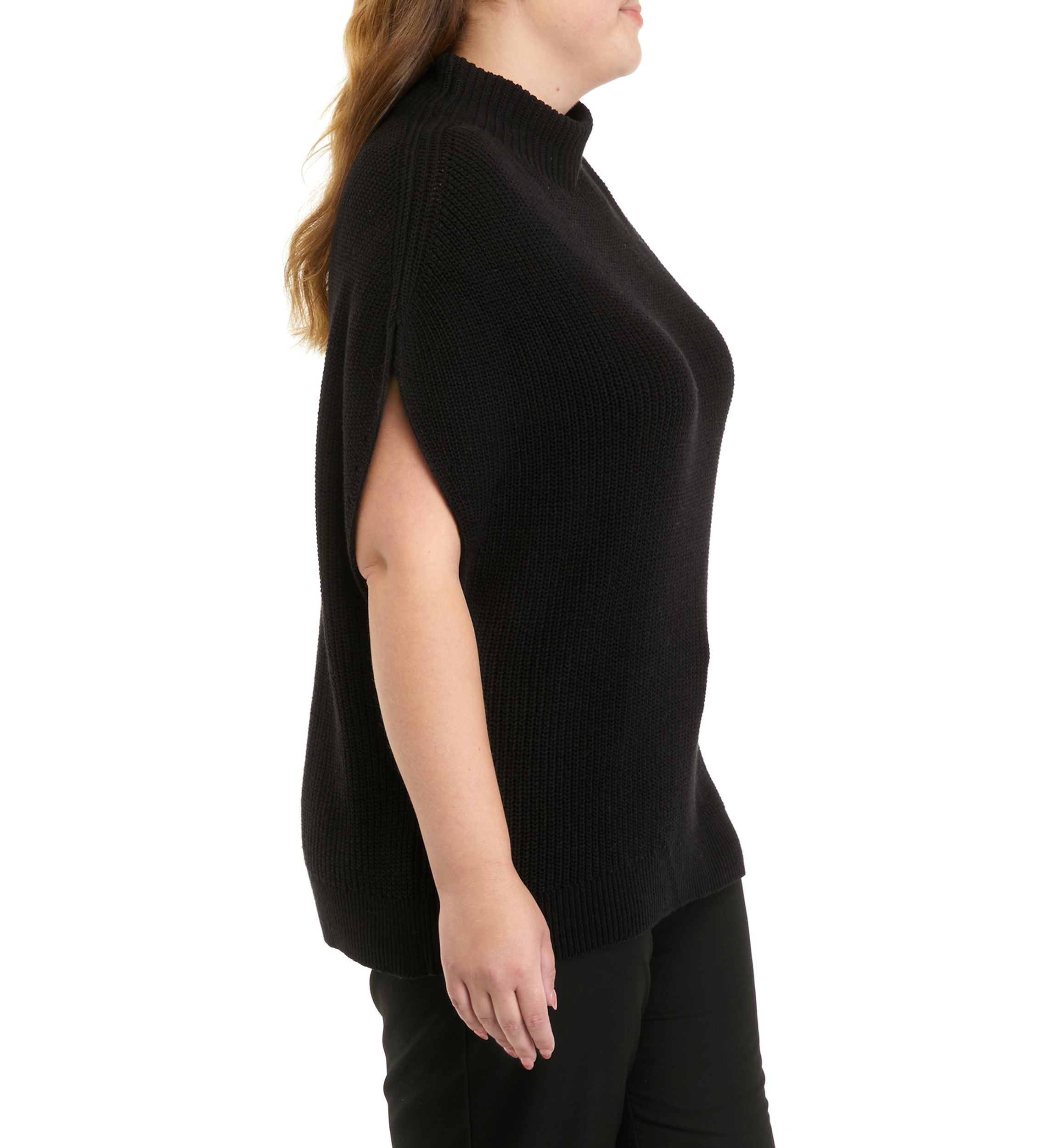 Plus Size Mock Neck Ribbed Sweater