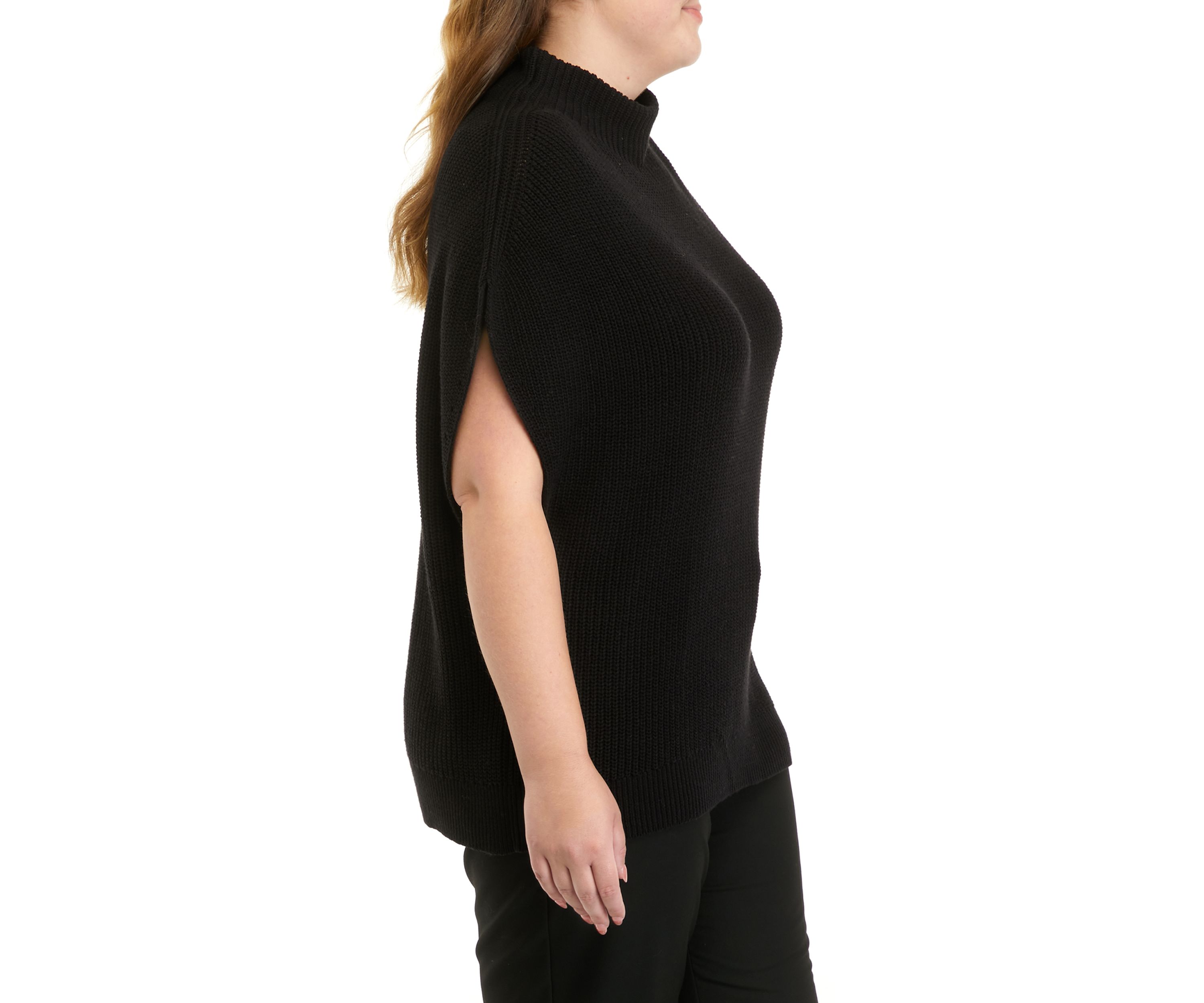 Plus Size Mock Neck Ribbed Sweater