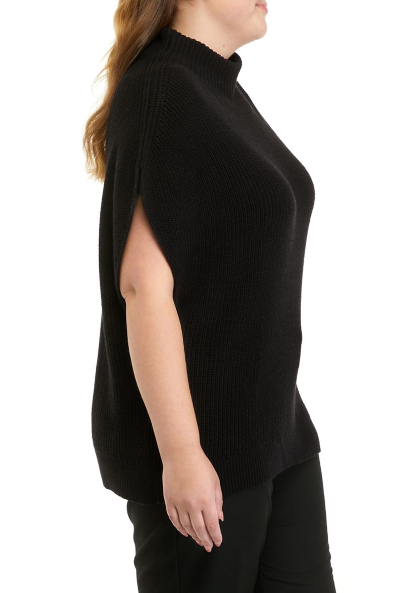 Plus Size Mock Neck Ribbed Sweater