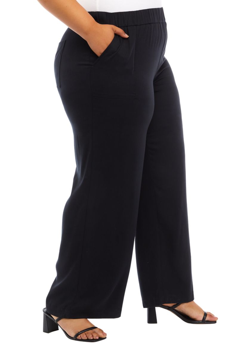 Plus Size Linen Pull On Pants