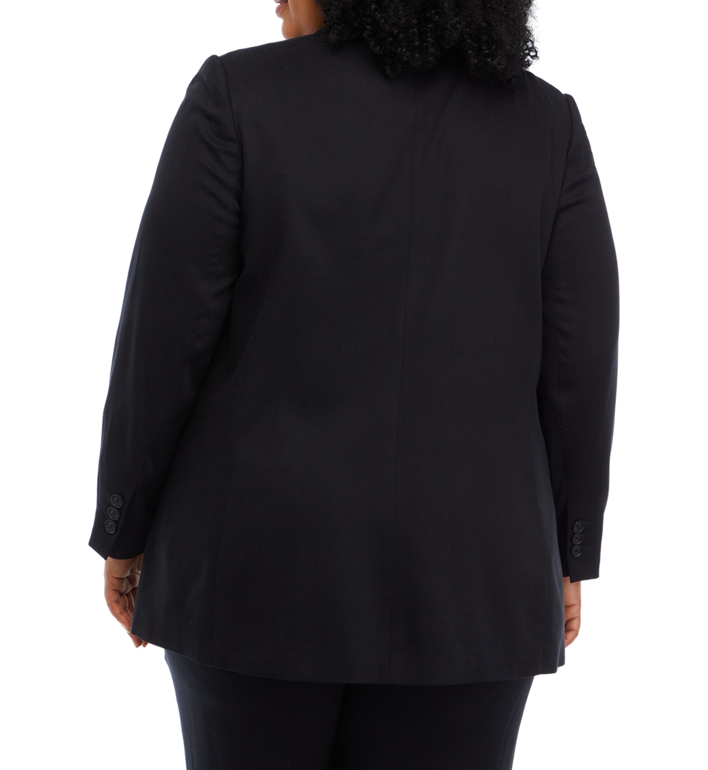 Plus Size Solid Linen Blazer