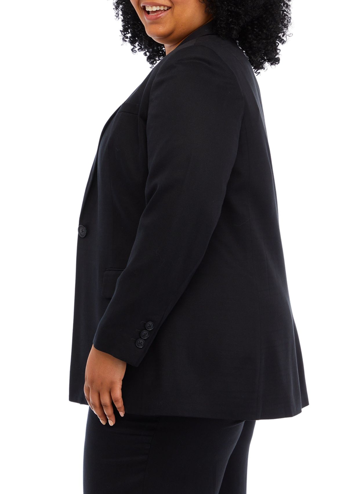 Plus Size Solid Linen Blazer