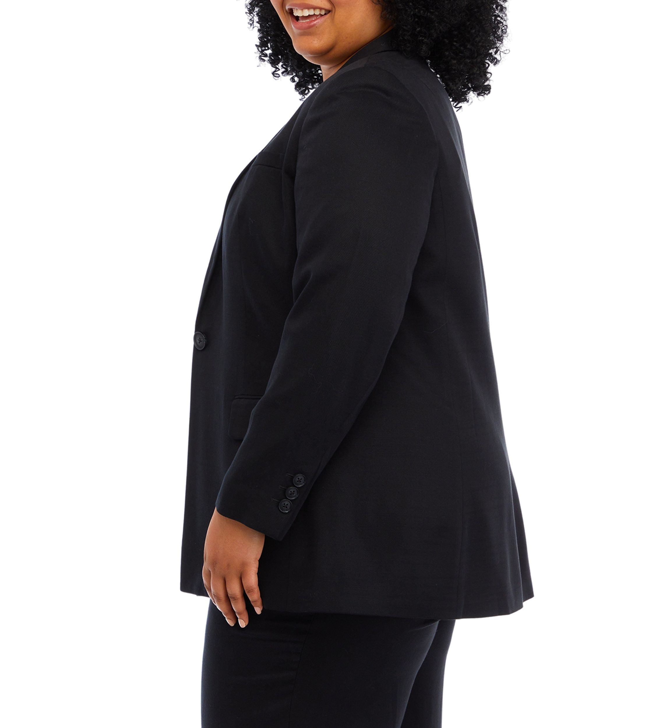 Plus Size Solid Linen Blazer