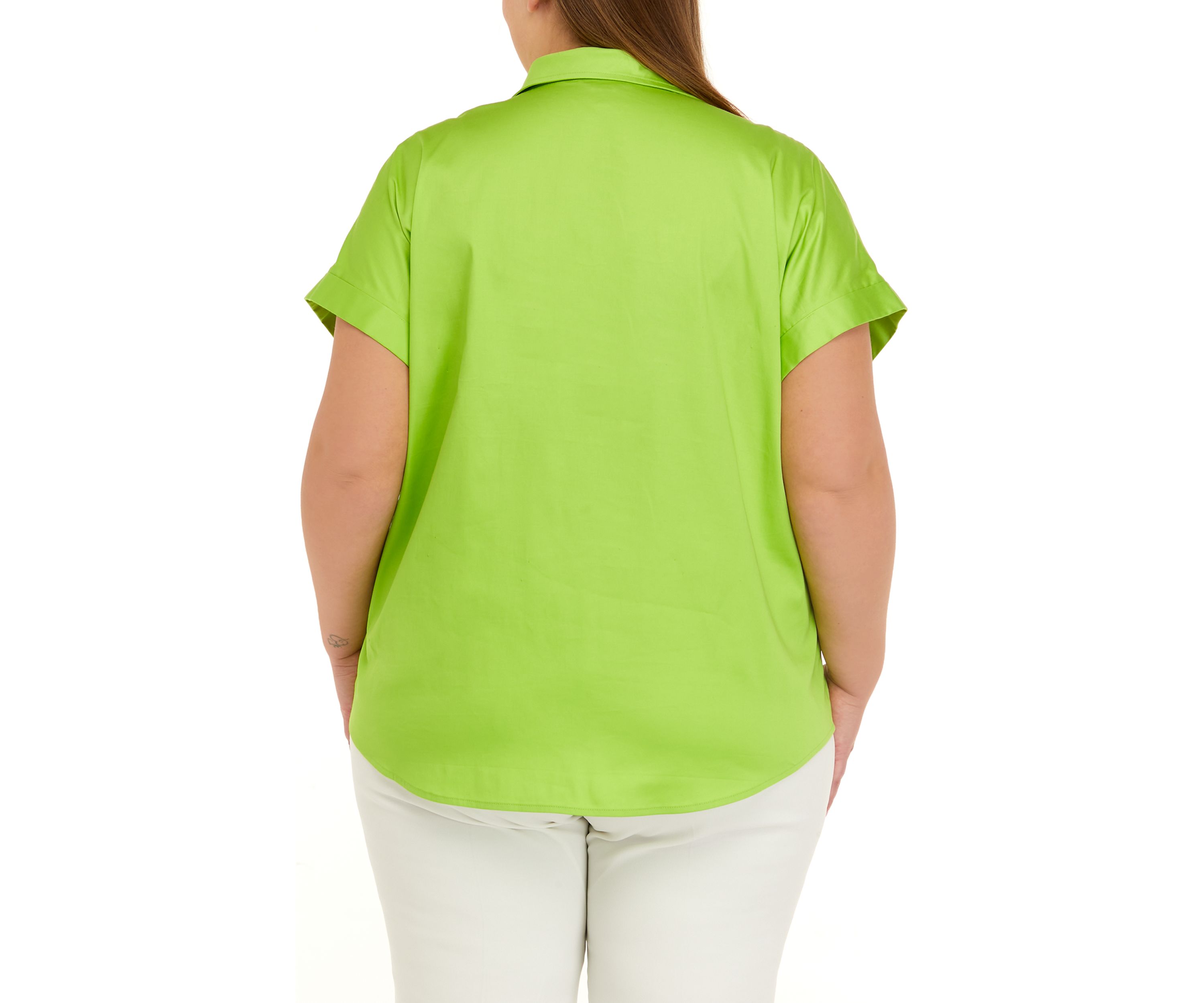 Plus Size Dolman Sleeve Collared Shirt 
