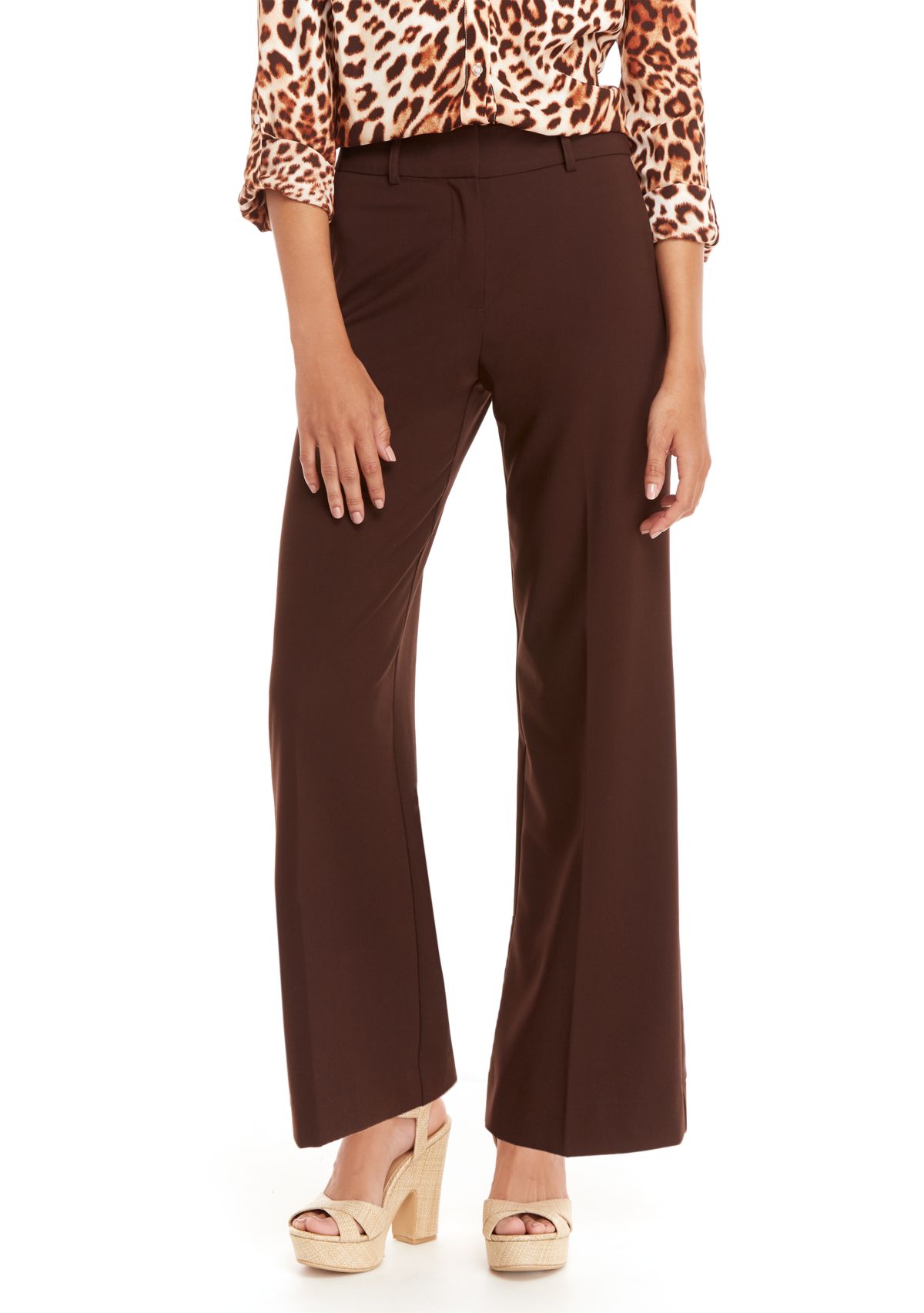 Petite Pleated Solid Wide Leg Pants