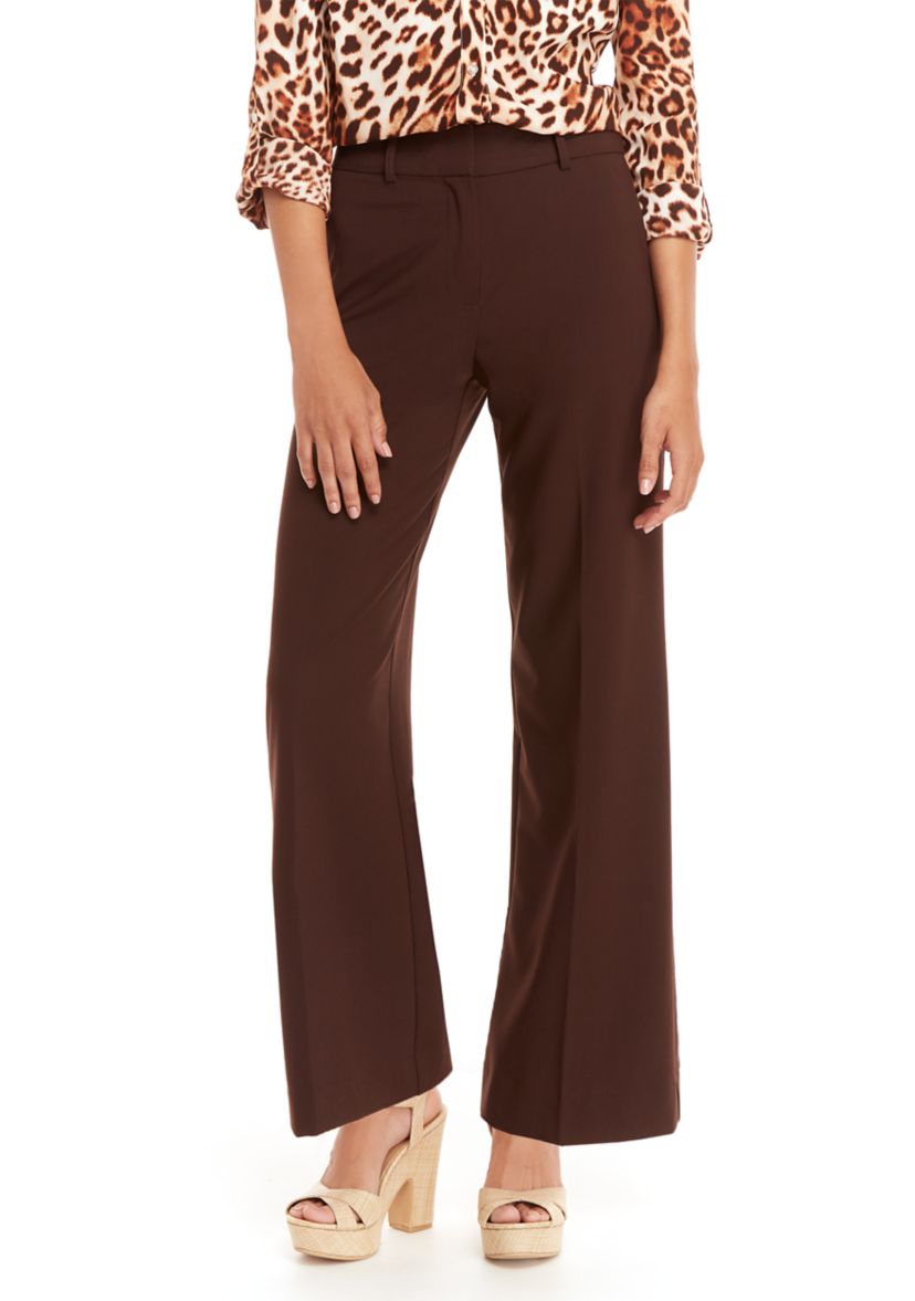 Petite Pleated Solid Wide Leg Pants