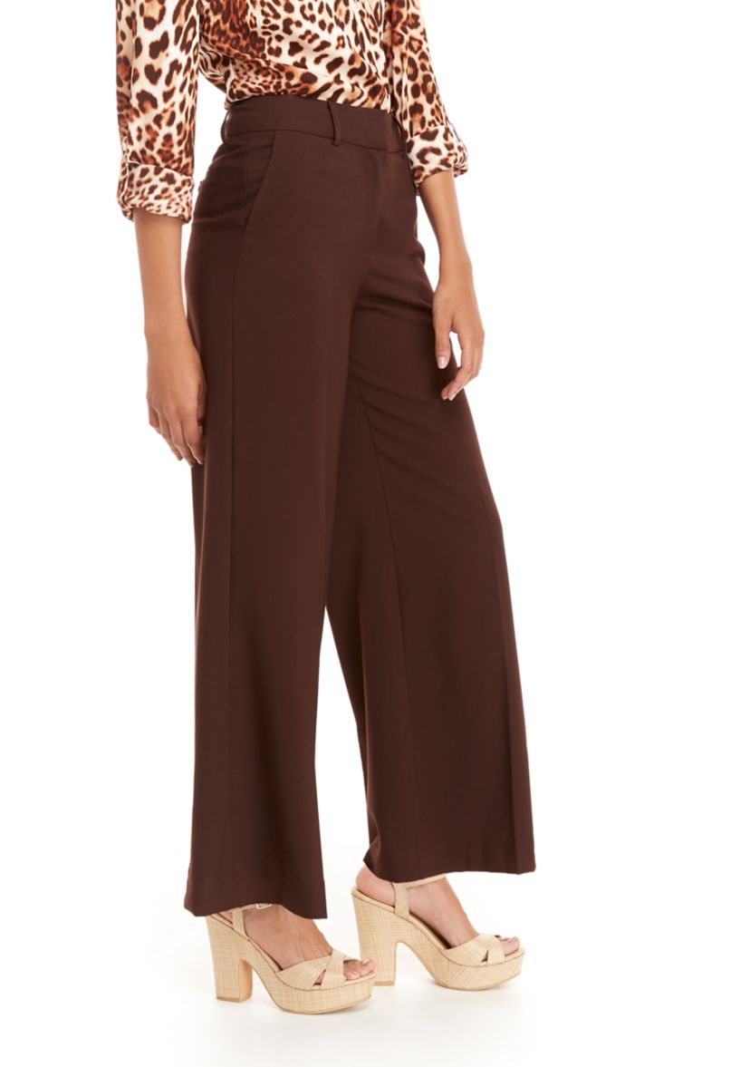 Petite Pleated Solid Wide Leg Pants