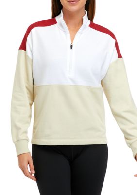 RBX Women's 1/4 Zip Mock Neck Fleece Sweatshirt, Wrap Front