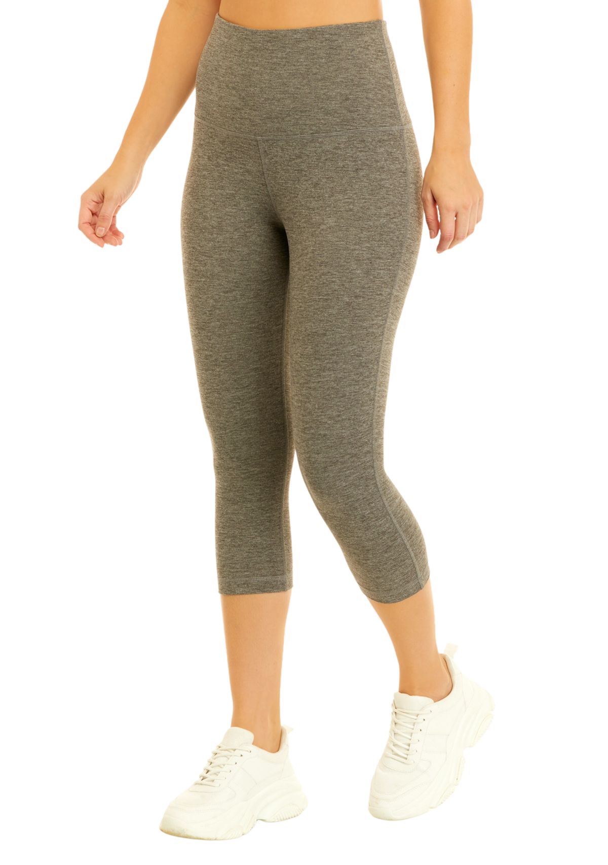 Womens Medium Impact High Waist Heather Capris