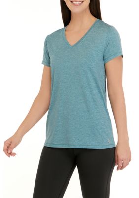 Zelos Womens Pink Cotton Blend Short Sleeves Round Neck Activewear