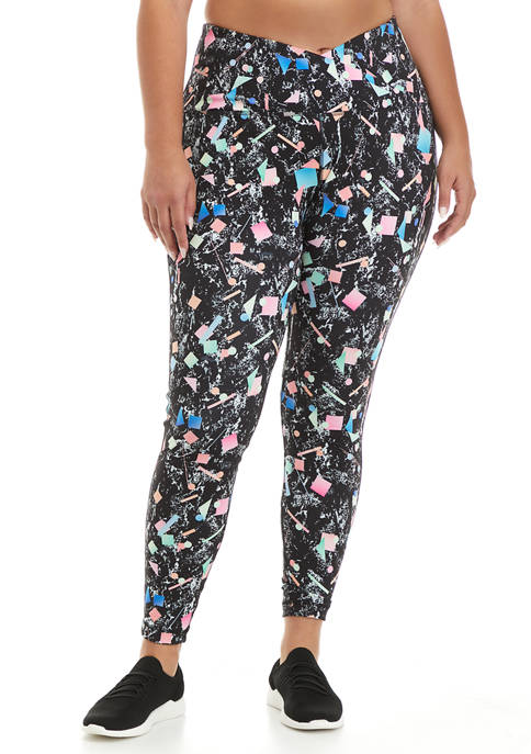 Plus Size High Rise Crossover Printed Leggings