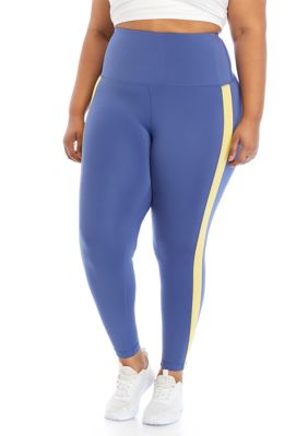 Zelos Curvy Womans Athletic Leggings Blue Multi Wide Waist Band Plus Size 1X