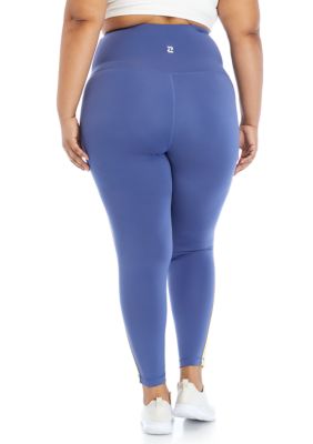 Womens Zelos Curvy Athletic Ca￼pri Leggings Blue Wide Waist Band Plus Size  XL