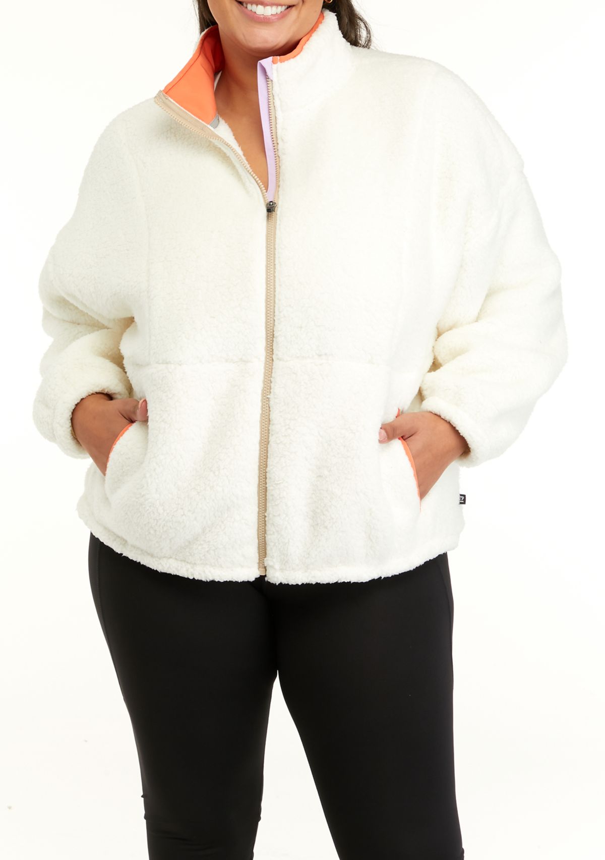 Plus Size Sherpa Full Zip Jacket