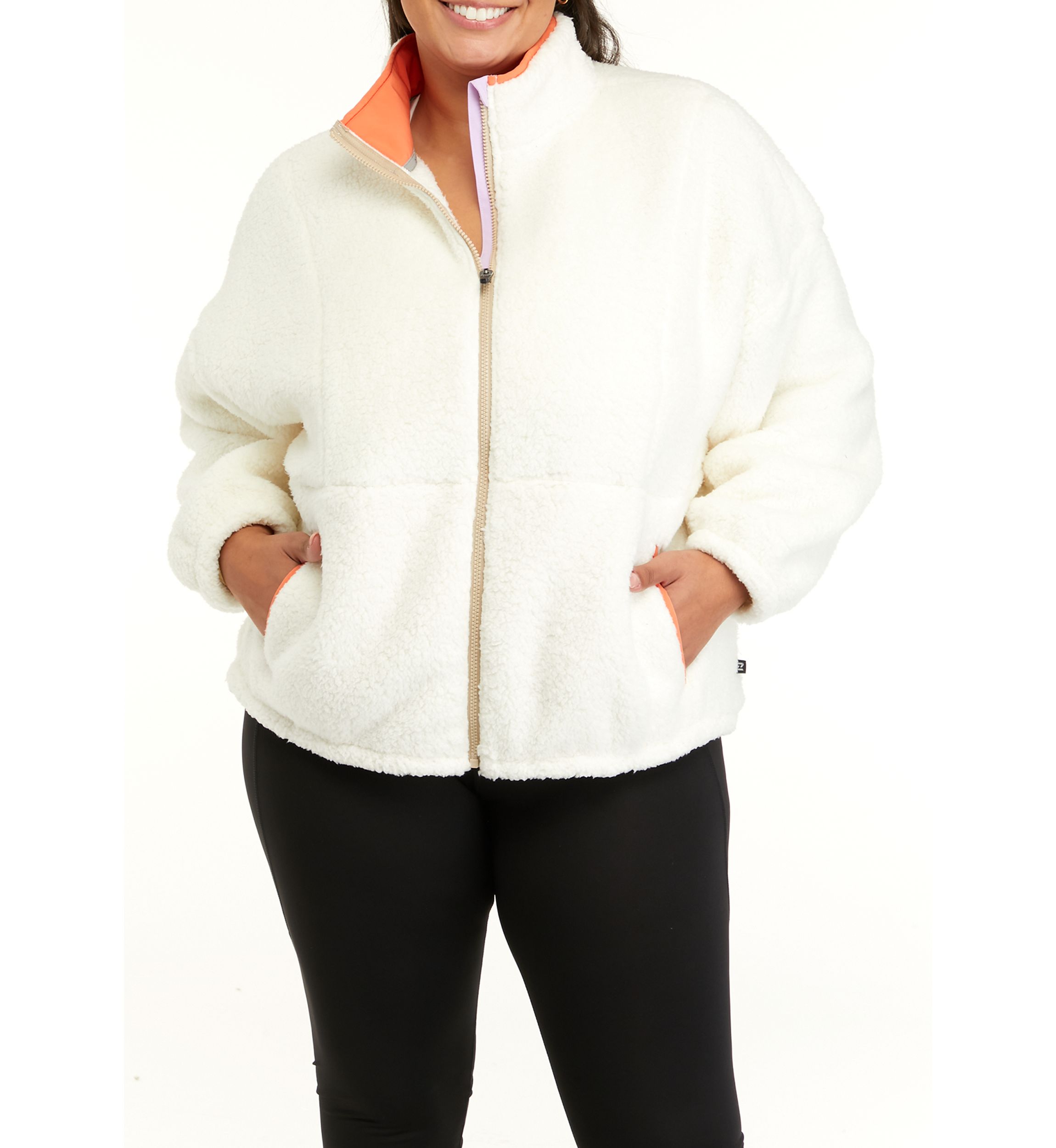 Plus Size Sherpa Full Zip Jacket