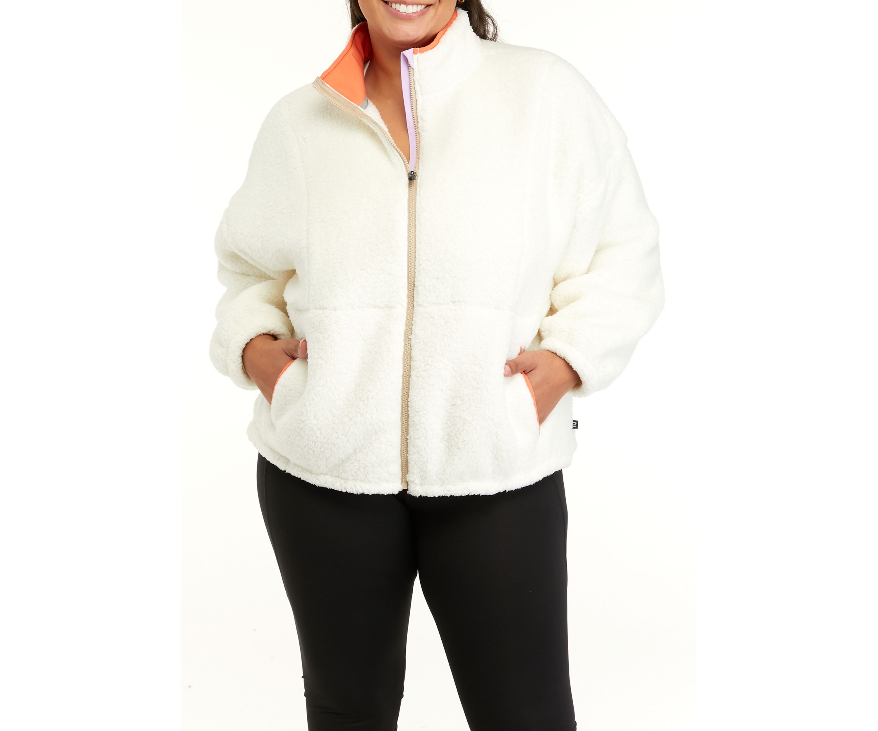 Plus Size Sherpa Full Zip Jacket