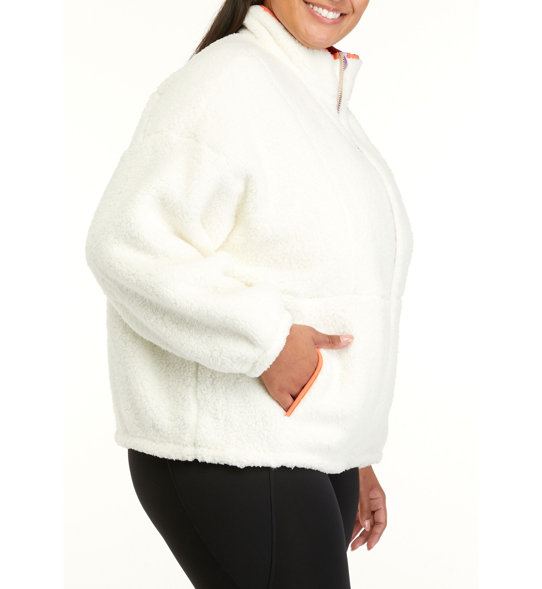 Plus Size Sherpa Full Zip Jacket