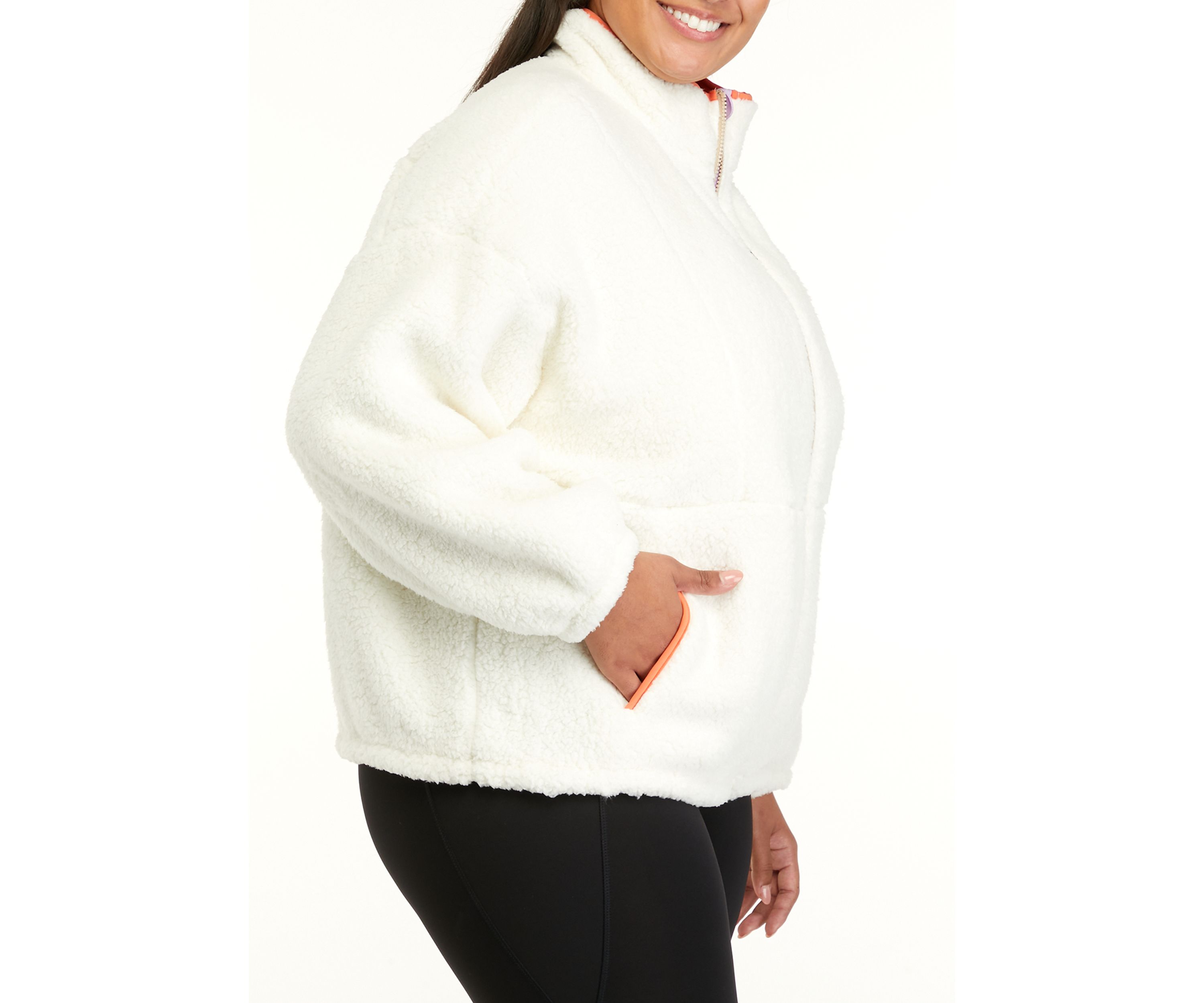 Plus Size Sherpa Full Zip Jacket