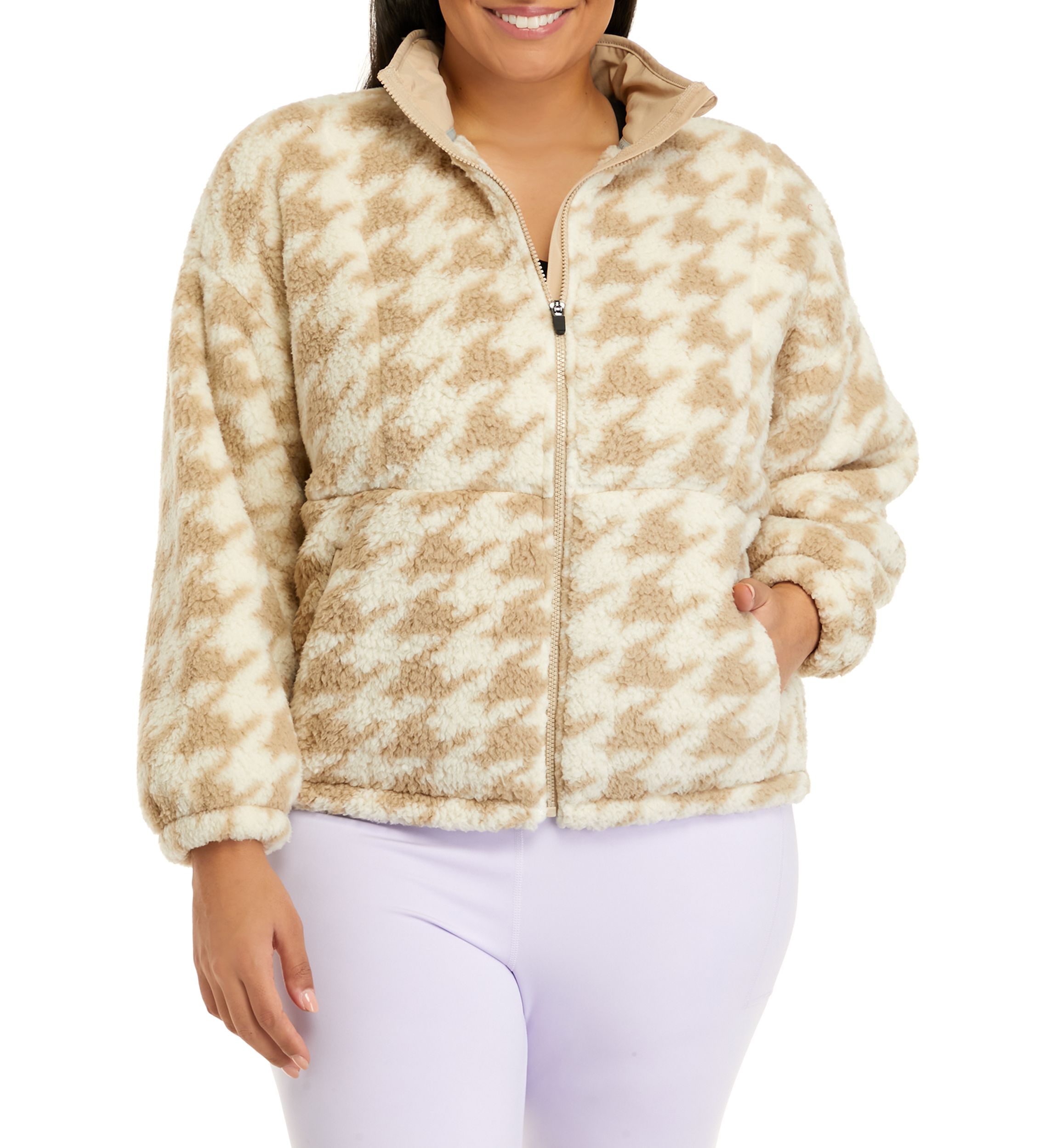 Plus Size Long Sleeve Full Zip Printed Jacket