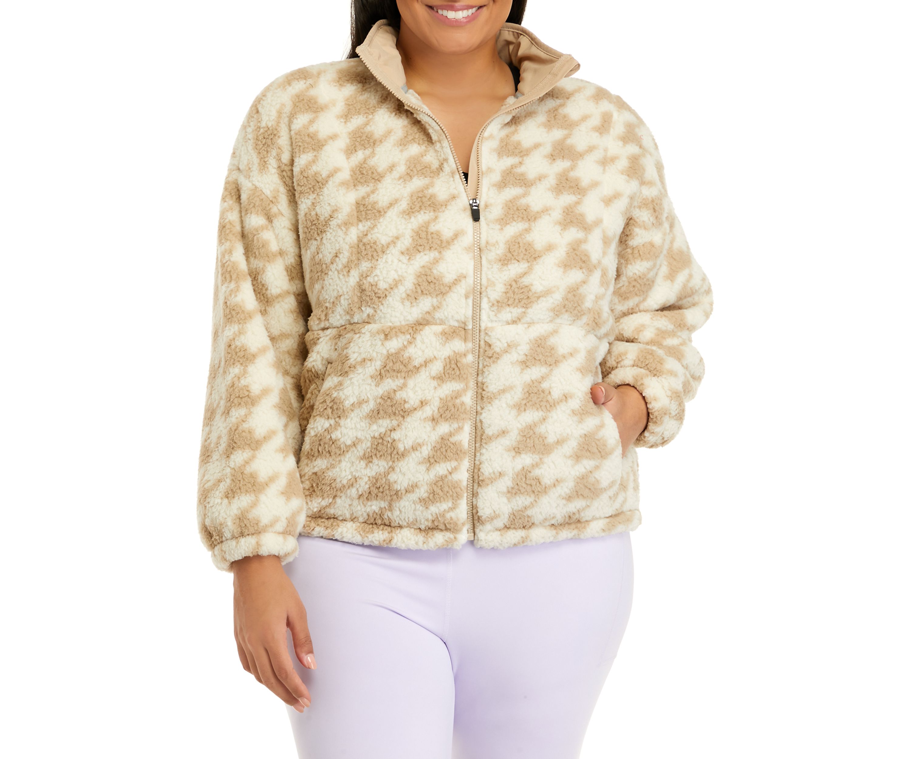 Plus Size Long Sleeve Full Zip Printed Jacket