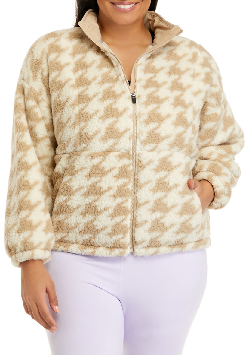 Plus Size Long Sleeve Full Zip Printed Jacket