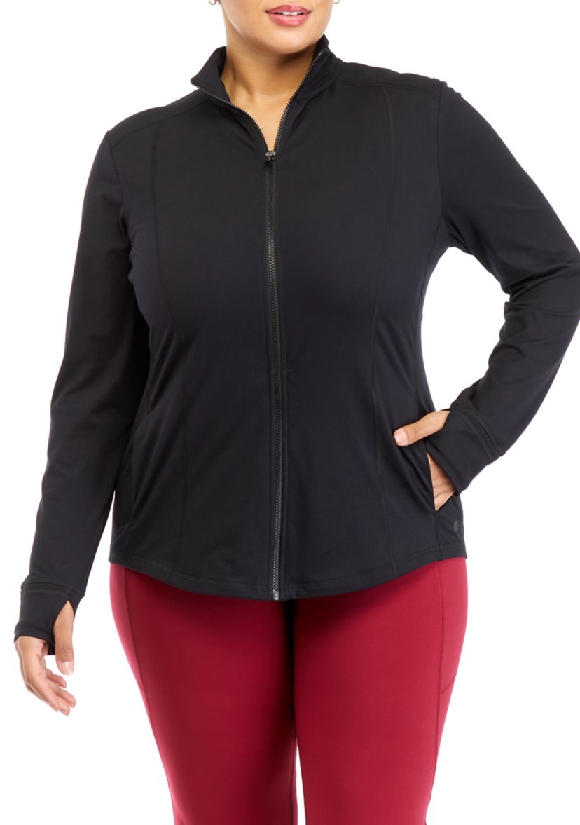 Plus Size Long Sleeve Full Zip Compression Jacket