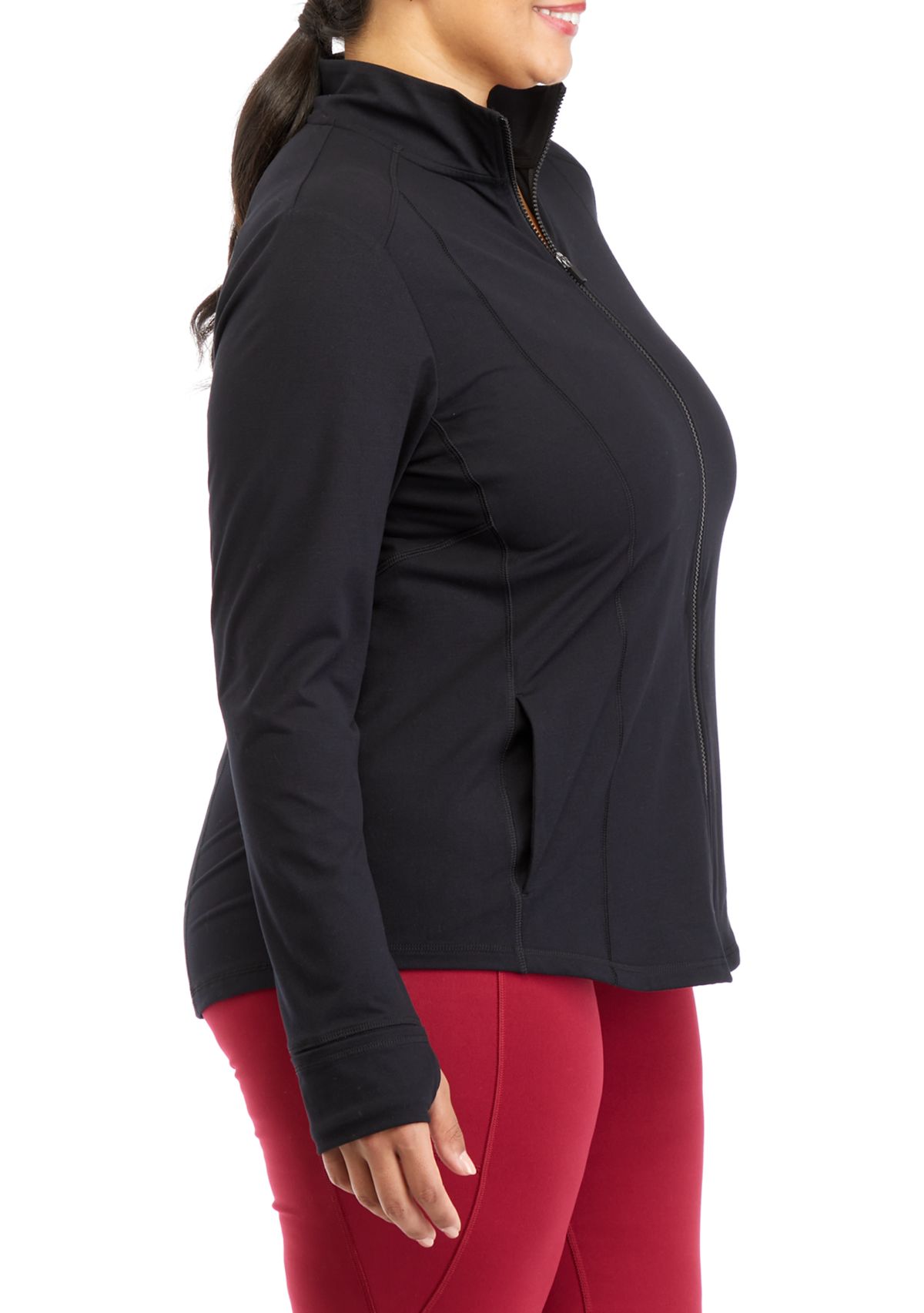 Plus Size Long Sleeve Full Zip Compression Jacket