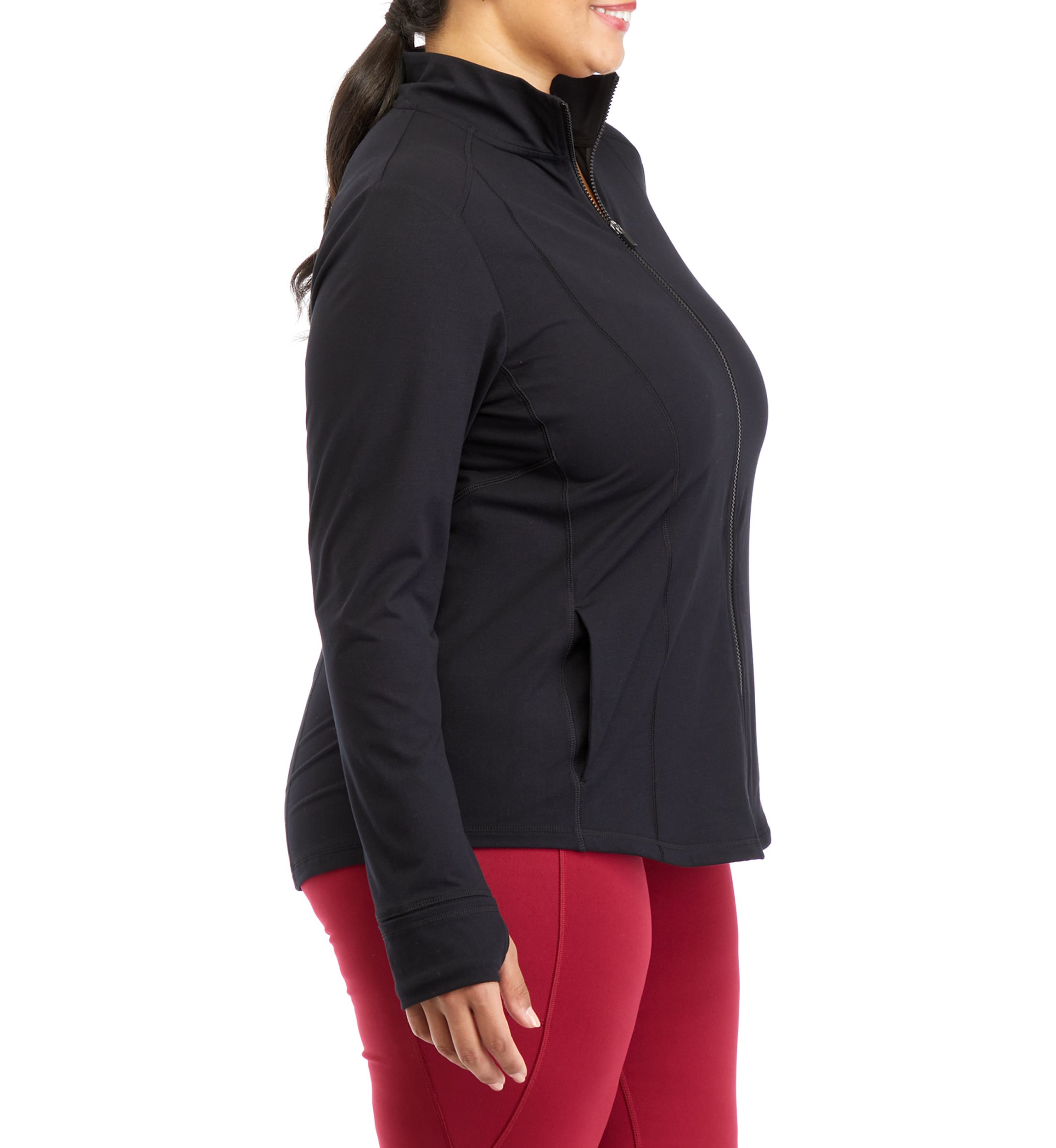 Plus Size Long Sleeve Full Zip Compression Jacket