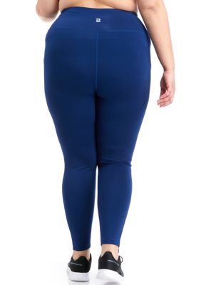 Zelos Curvy Womans Athletic Leggings Blue Multi Wide Waist Band Plus Size 1X