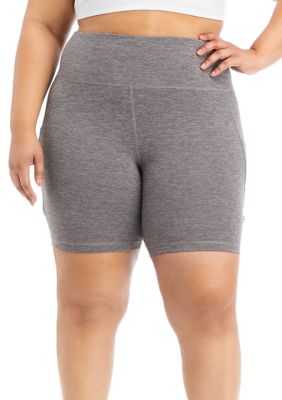 Grey shorts women - Plus size active shape wear - 2 back pockets