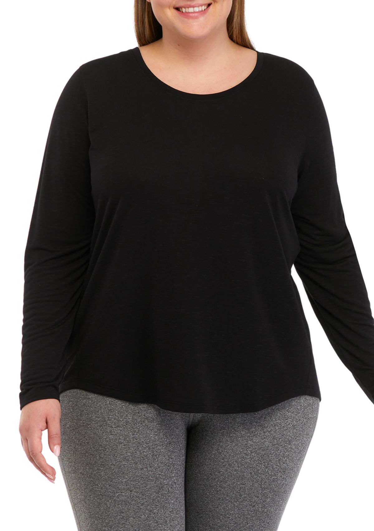 Plus Size Long Sleeve Scoop Neck T-Shirt
