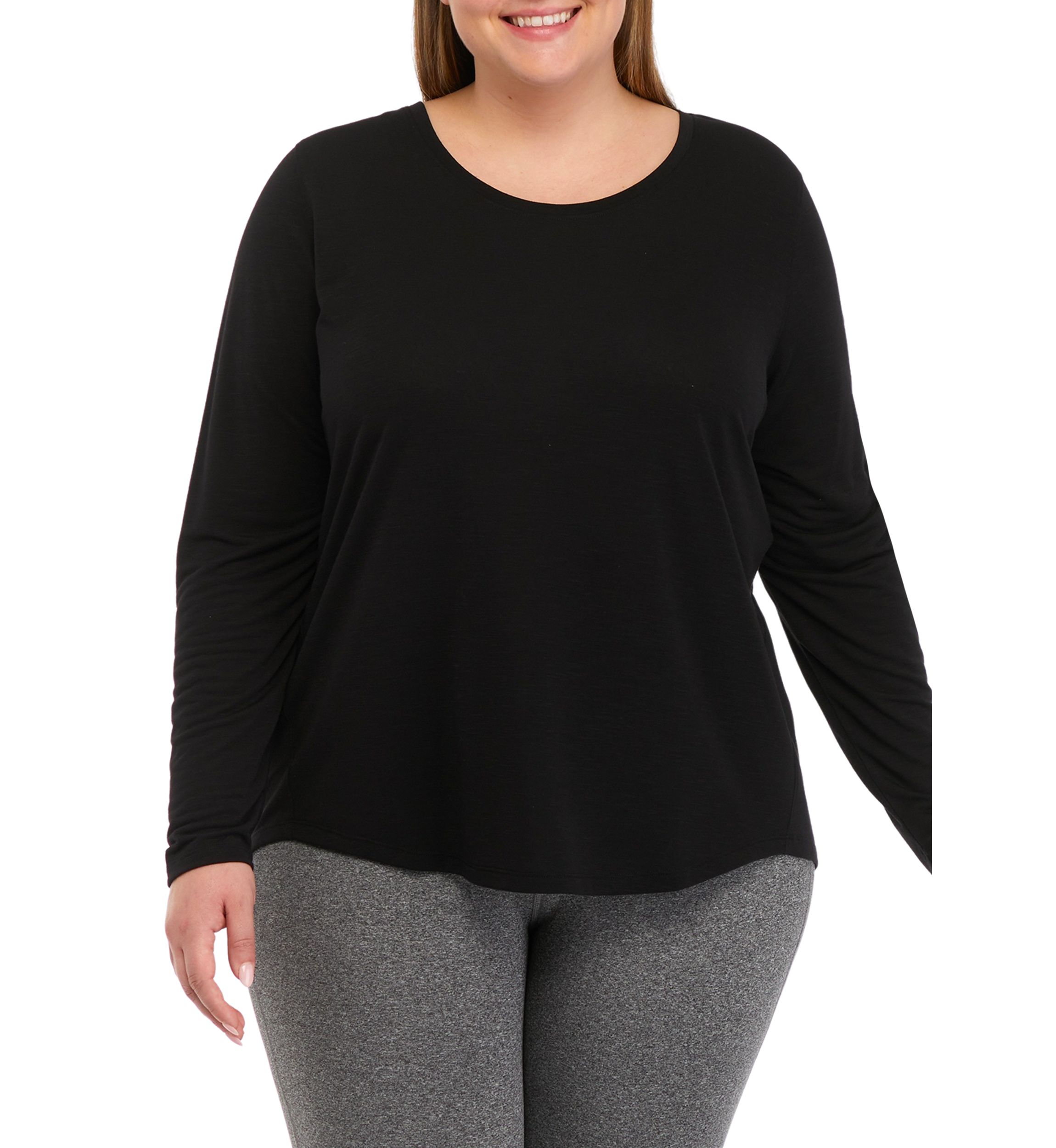 Plus Size Long Sleeve Scoop Neck T-Shirt