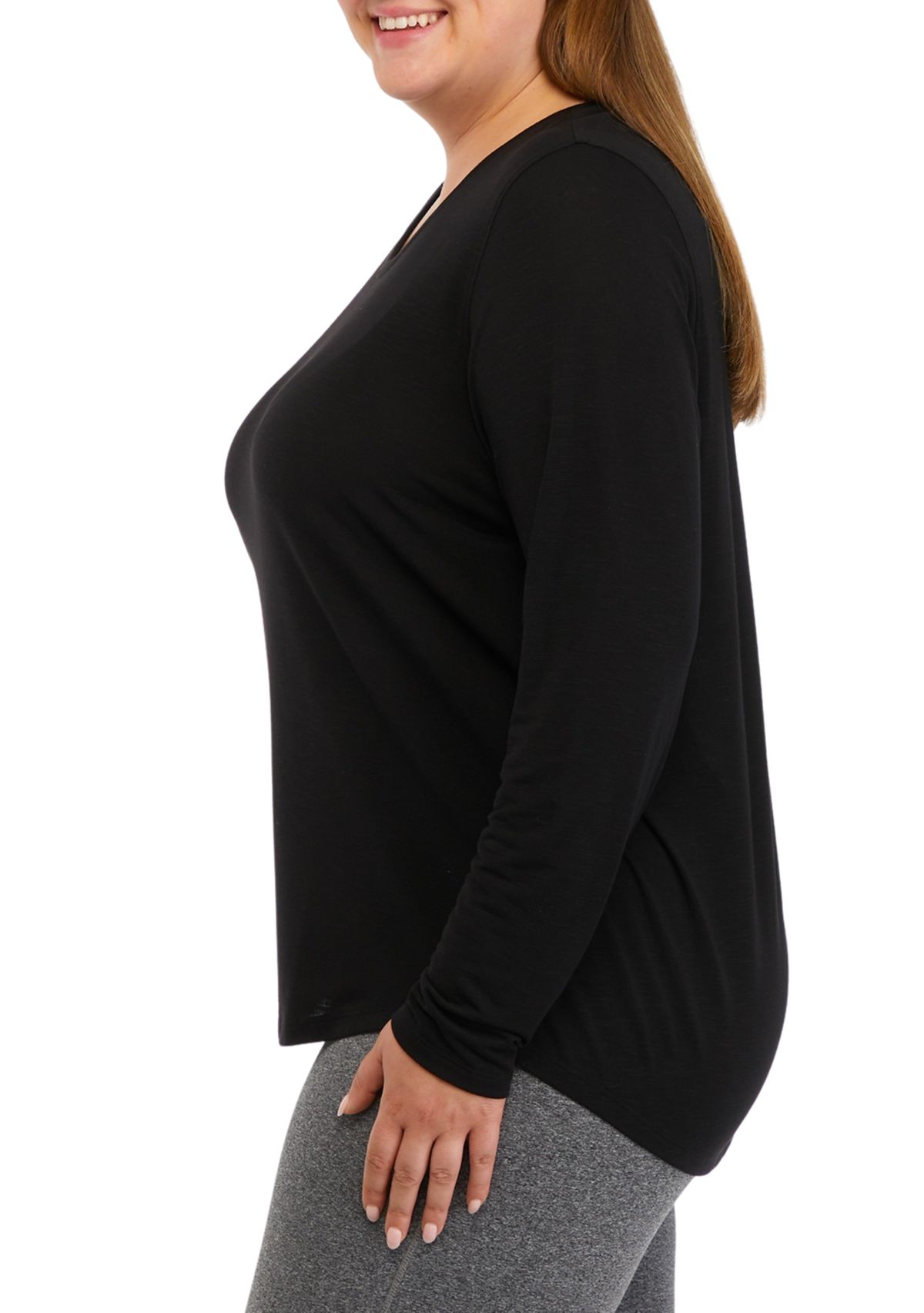 Plus Size Long Sleeve Scoop Neck T-Shirt