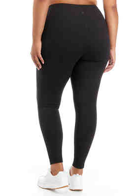 Women's Pack of 2 Solid Leggings Black , Charcoal One Size Fits Most -  White Mark