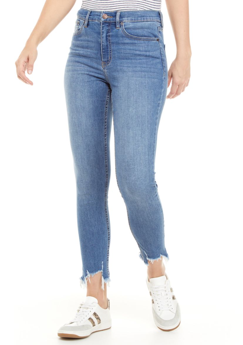 High Rise Skinny Shark Bite Ankle Jeans