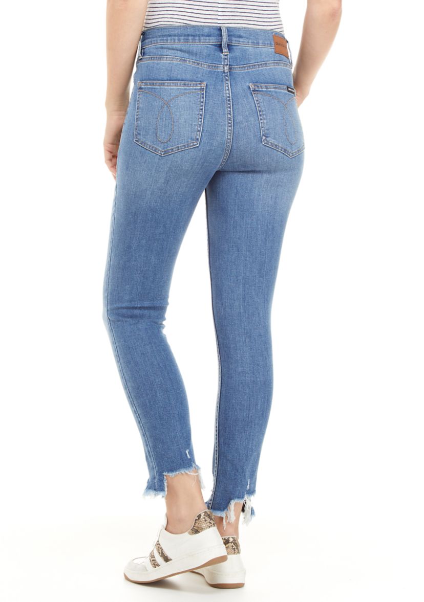 High Rise Skinny Shark Bite Ankle Jeans