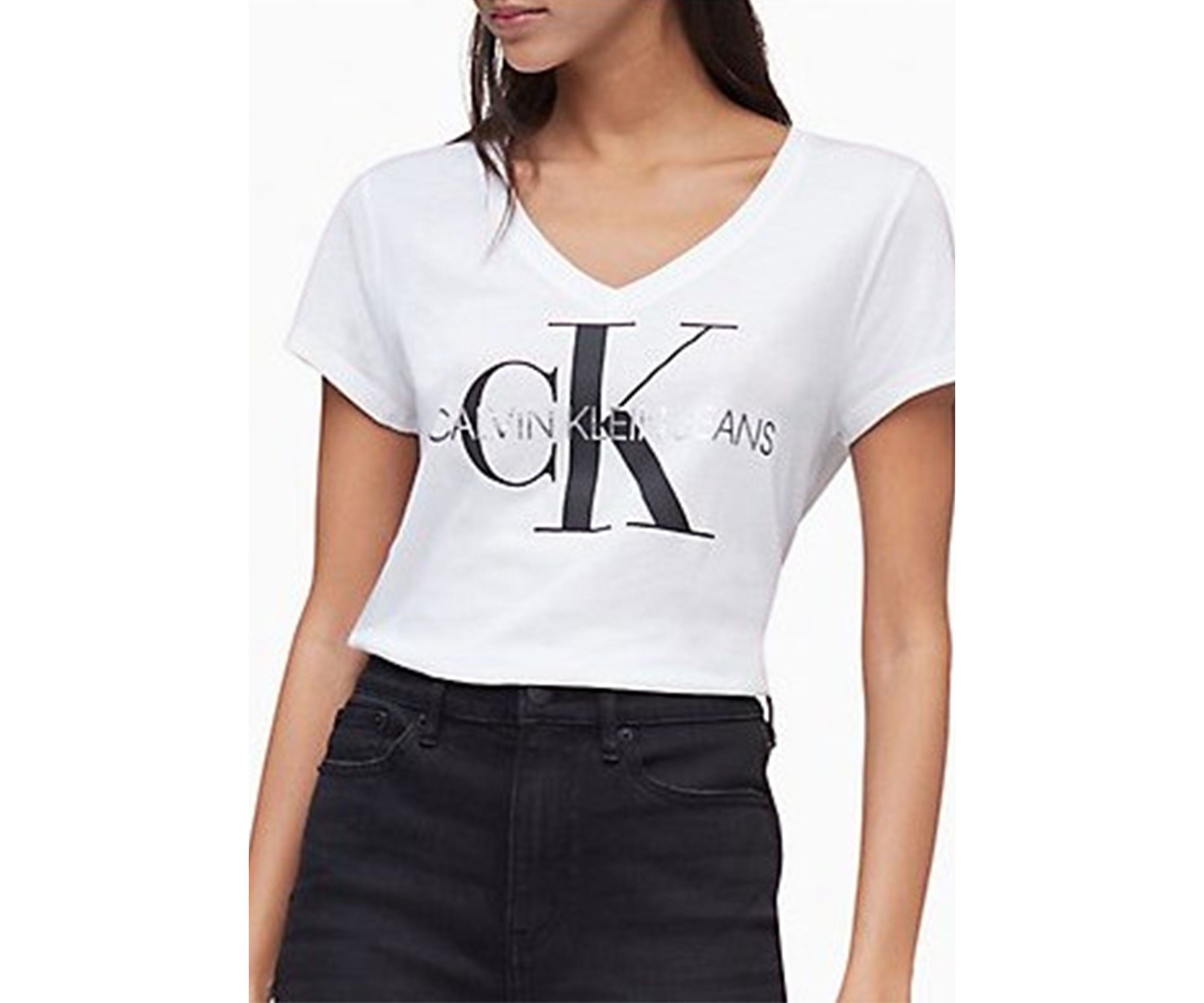 Foil Monogram V-Neck Logo Graphic T-Shirt 
