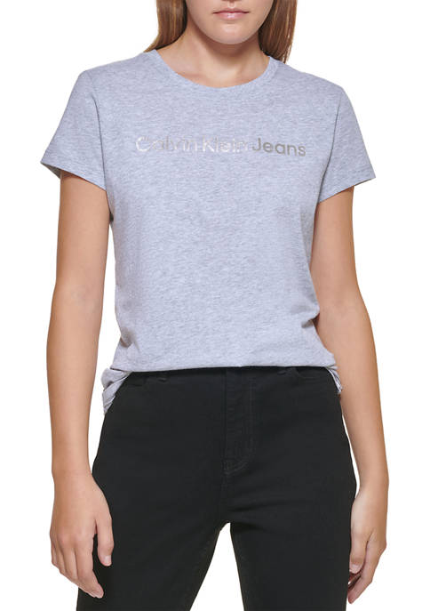 Calvin Klein Jeans Womens Short Sleeve Foil Logo