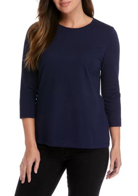 Kim Rogers® Petite Perfectly Soft 3/4 Sleeve Crew Neck T-Shirt | belk