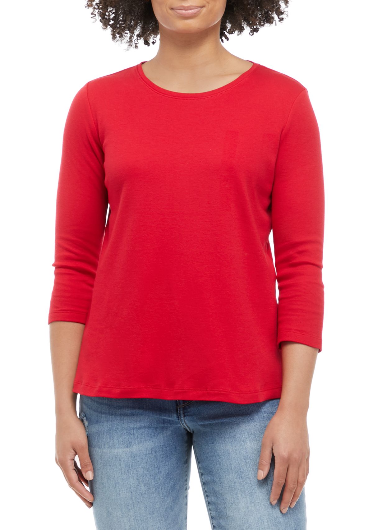 Petite 3/4 Sleeve Solid Top 
