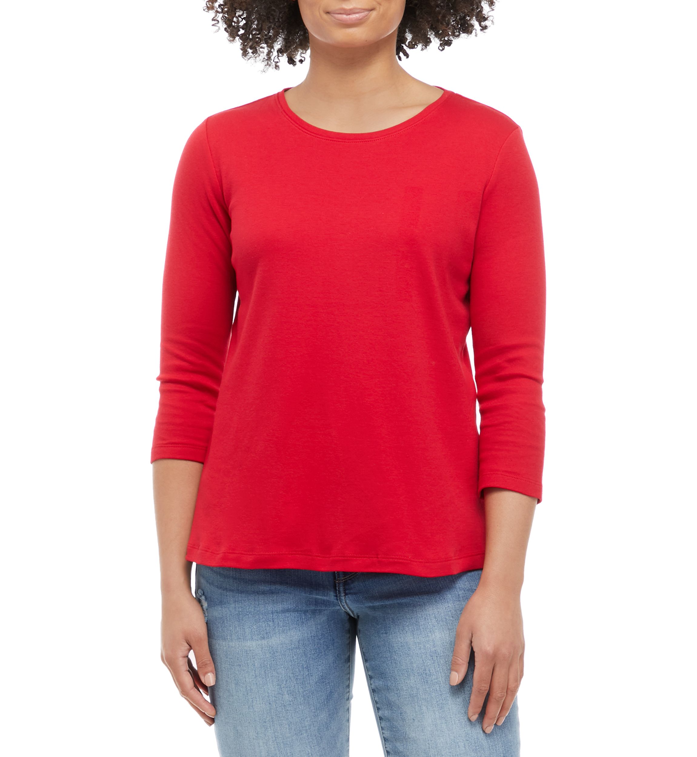 Petite 3/4 Sleeve Solid Top 
