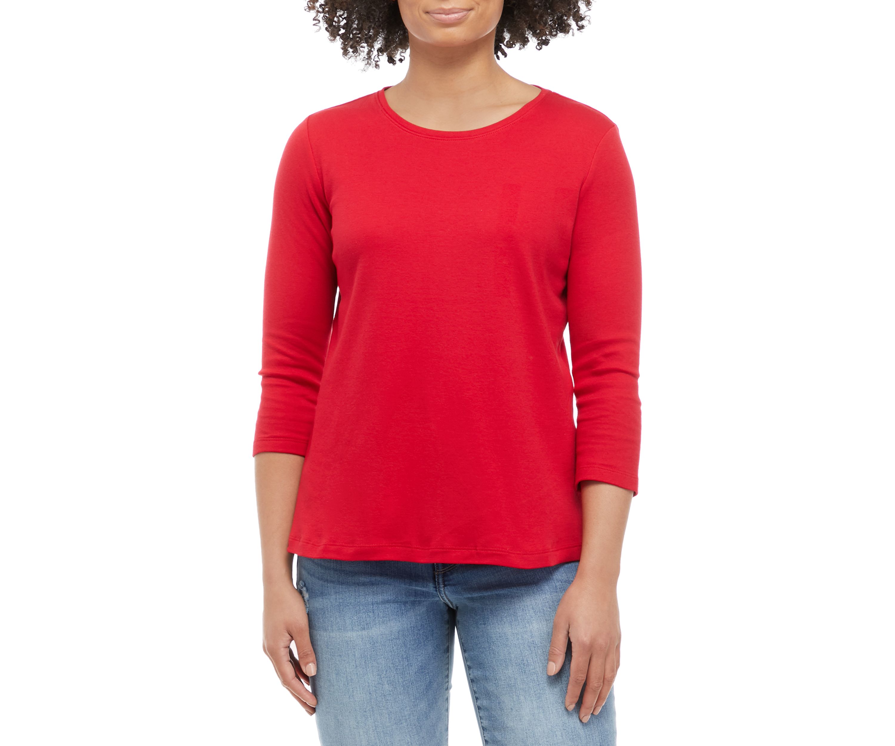 Petite 3/4 Sleeve Solid Top 
