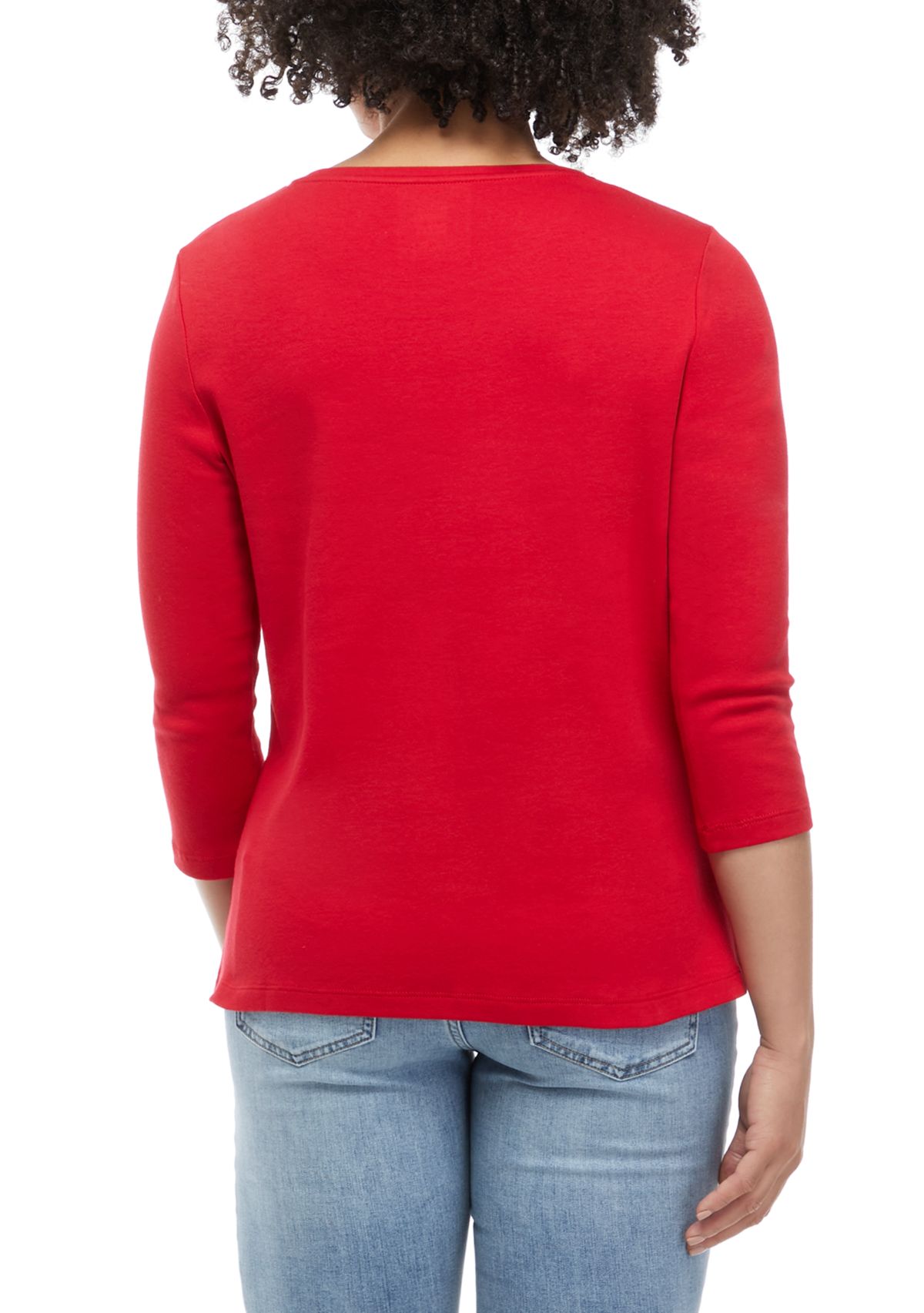 Petite 3/4 Sleeve Solid Top 