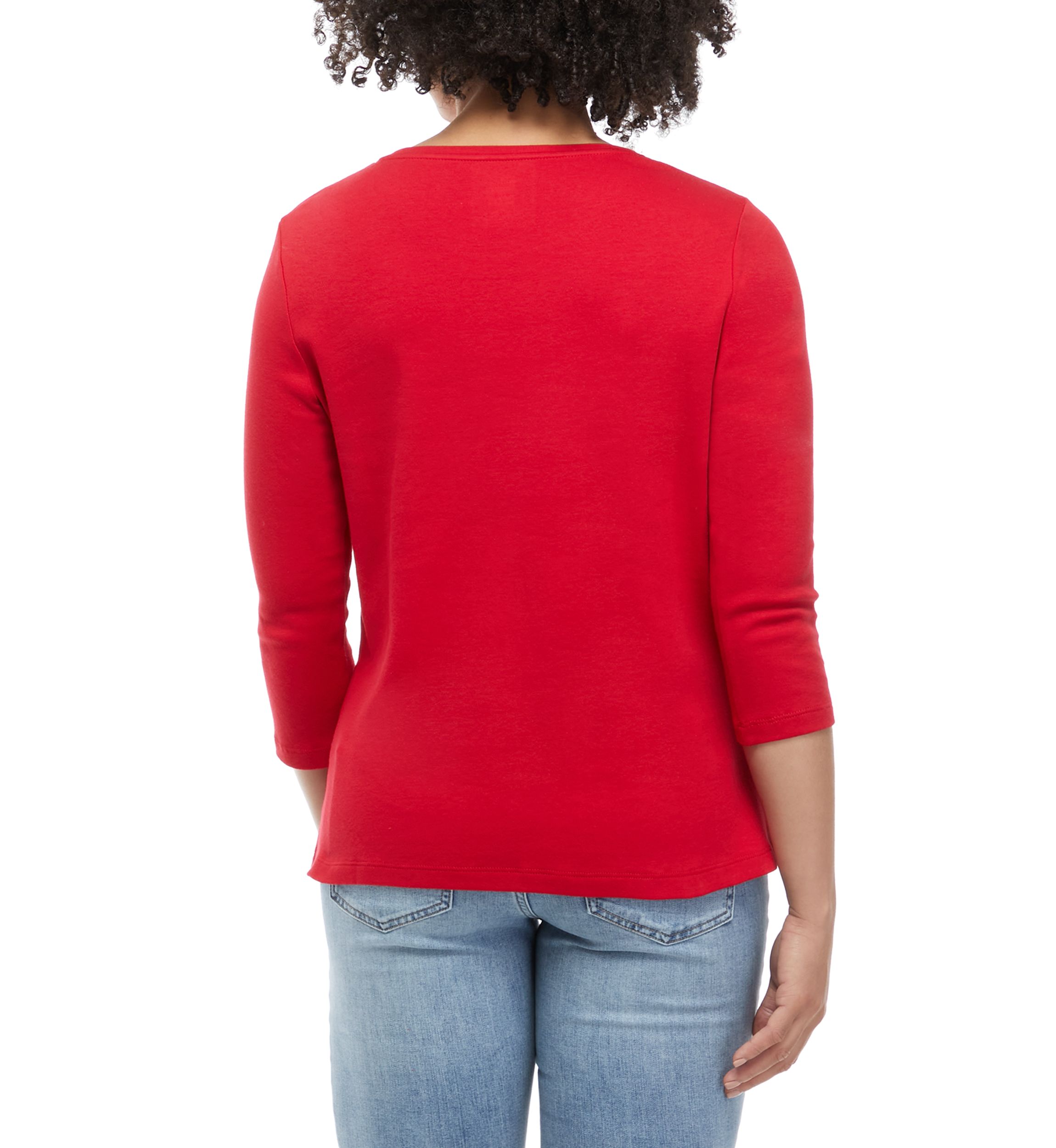 Petite 3/4 Sleeve Solid Top 