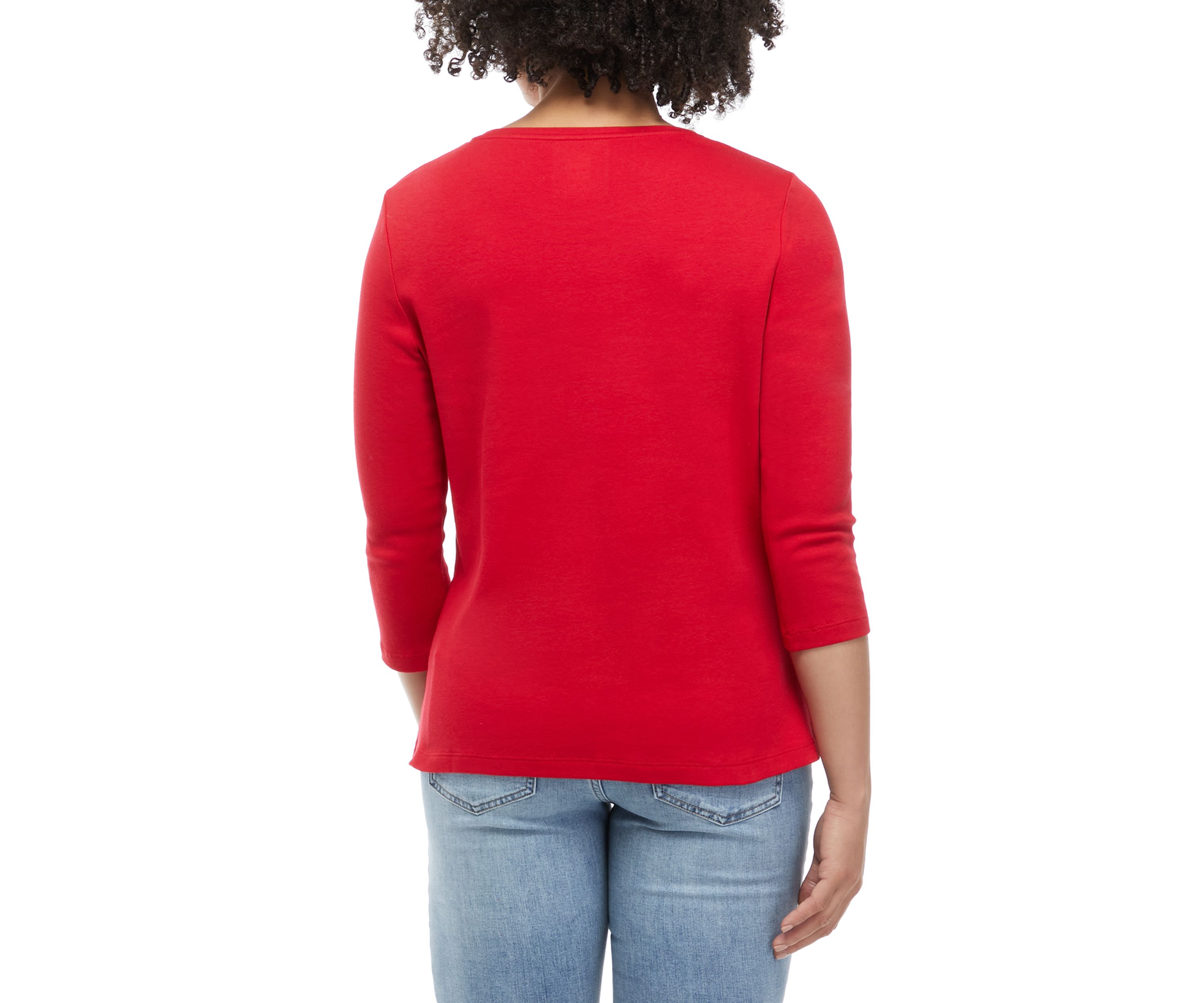 Petite 3/4 Sleeve Solid Top 